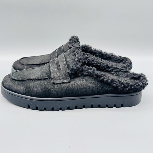 Vionic Shoes Womens 9 Black Faux Fur Uptown Mule Loafer Slip On Clogs Slippers - Picture 5 of 10